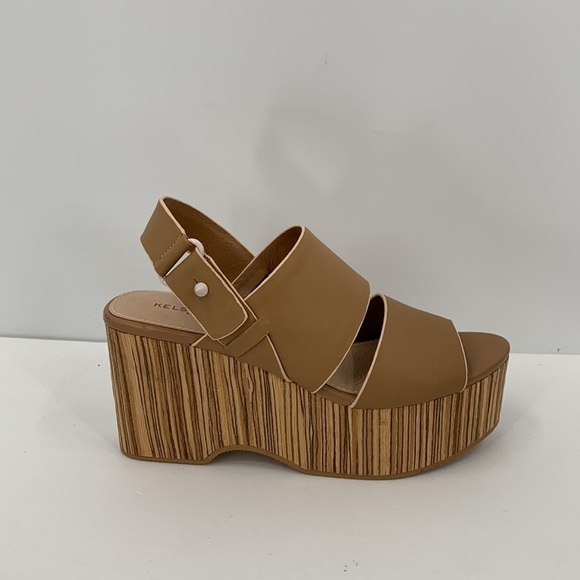 Kelsi Dagger Nash platform wedge sandal shoe nude tan leather double strap new 6 - Picture 1 of 7